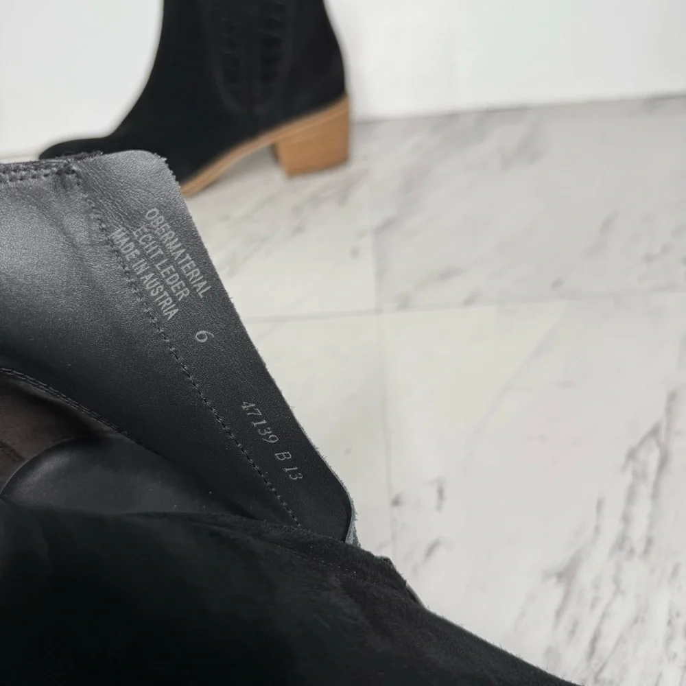 Paul Green Vienna Black Suede Stacked Heel Bootie 6 / 8.5